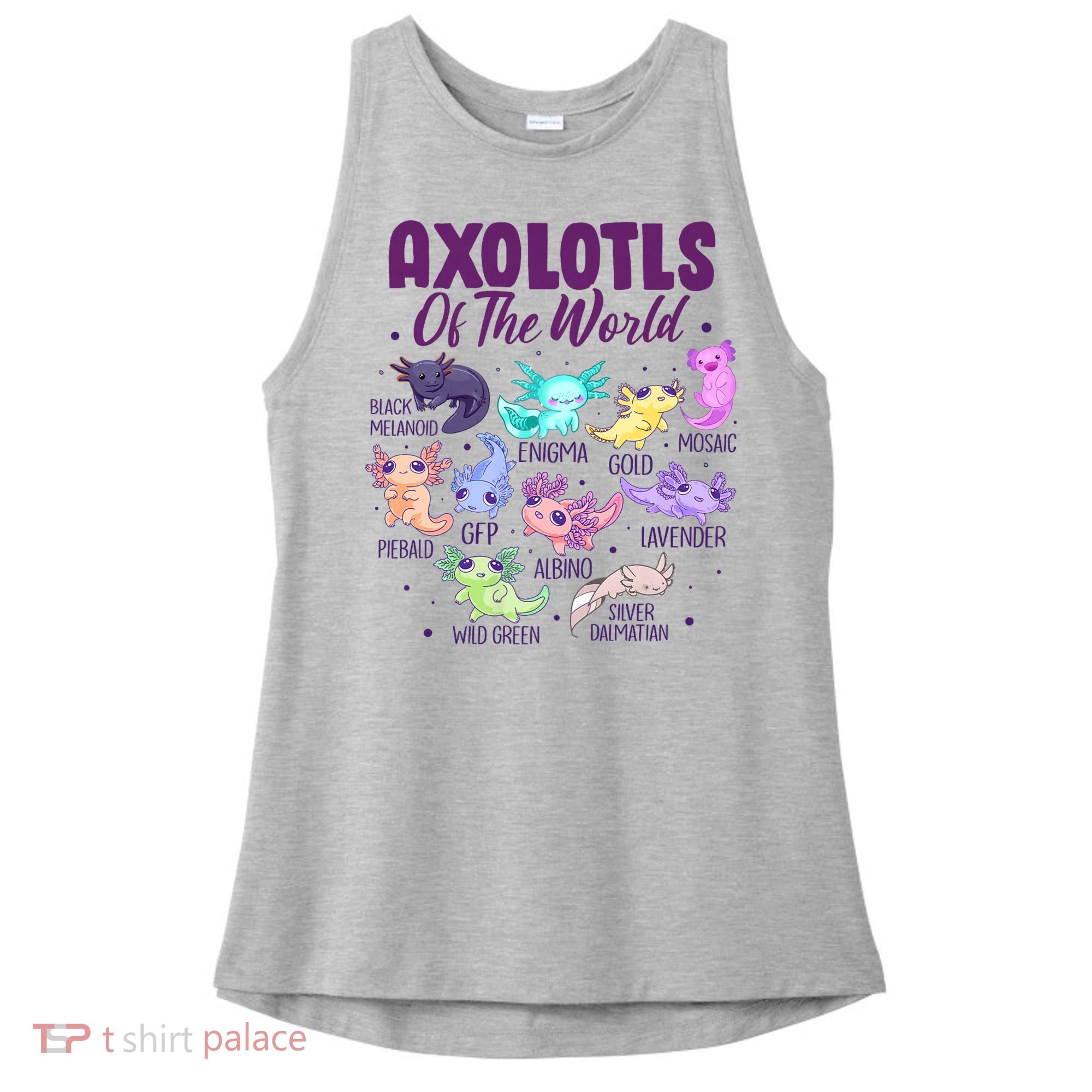 Axolotl Cute Axolotls Of The World Kawaii Ladies PosiCharge Tri-Blend Wicking Tank