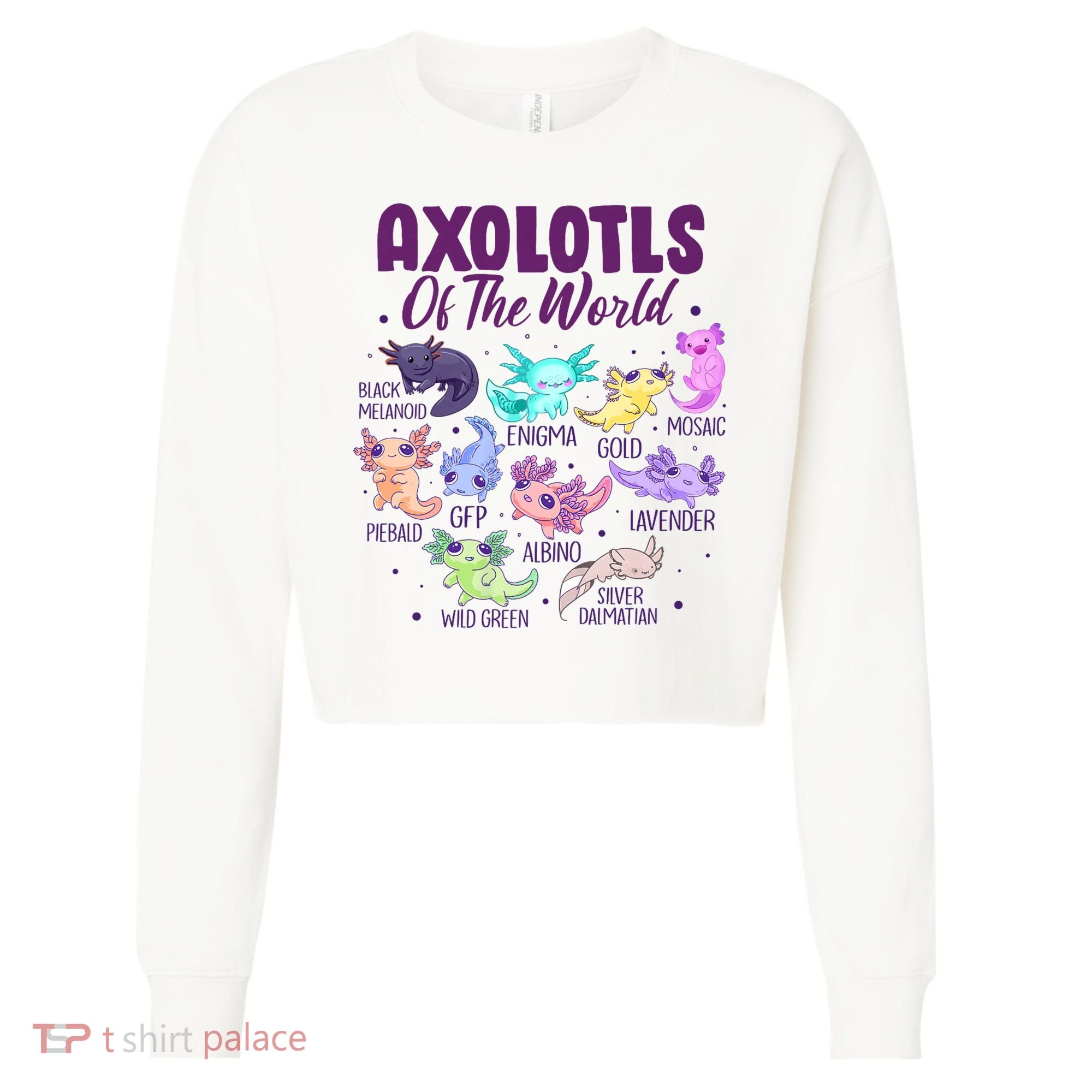 Axolotl Cute Axolotls Of The World Kawaii Cropped Pullover Crew