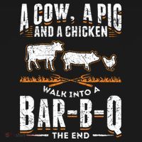 A Cow A Pig And A Chicken Walk Into A Bar B Q The End BBQ Women's Hoodie thumb 2