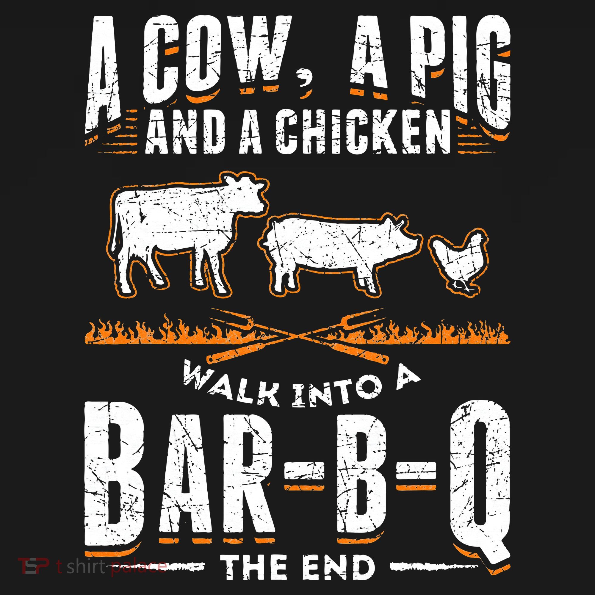 A Cow A Pig And A Chicken Walk Into A Bar B Q The End BBQ Women's Hoodie