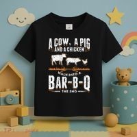 A Cow A Pig And A Chicken Walk Into A Bar B Q The End BBQ Toddler T-Shirt thumb 3
