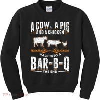 A Cow A Pig And A Chicken Walk Into A Bar B Q The End BBQ Kids Sweatshirt thumb 0