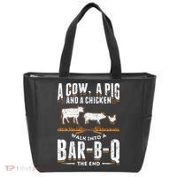 A Cow A Pig And A Chicken Walk Into A Bar B Q The End BBQ Tote Bag thumb 0