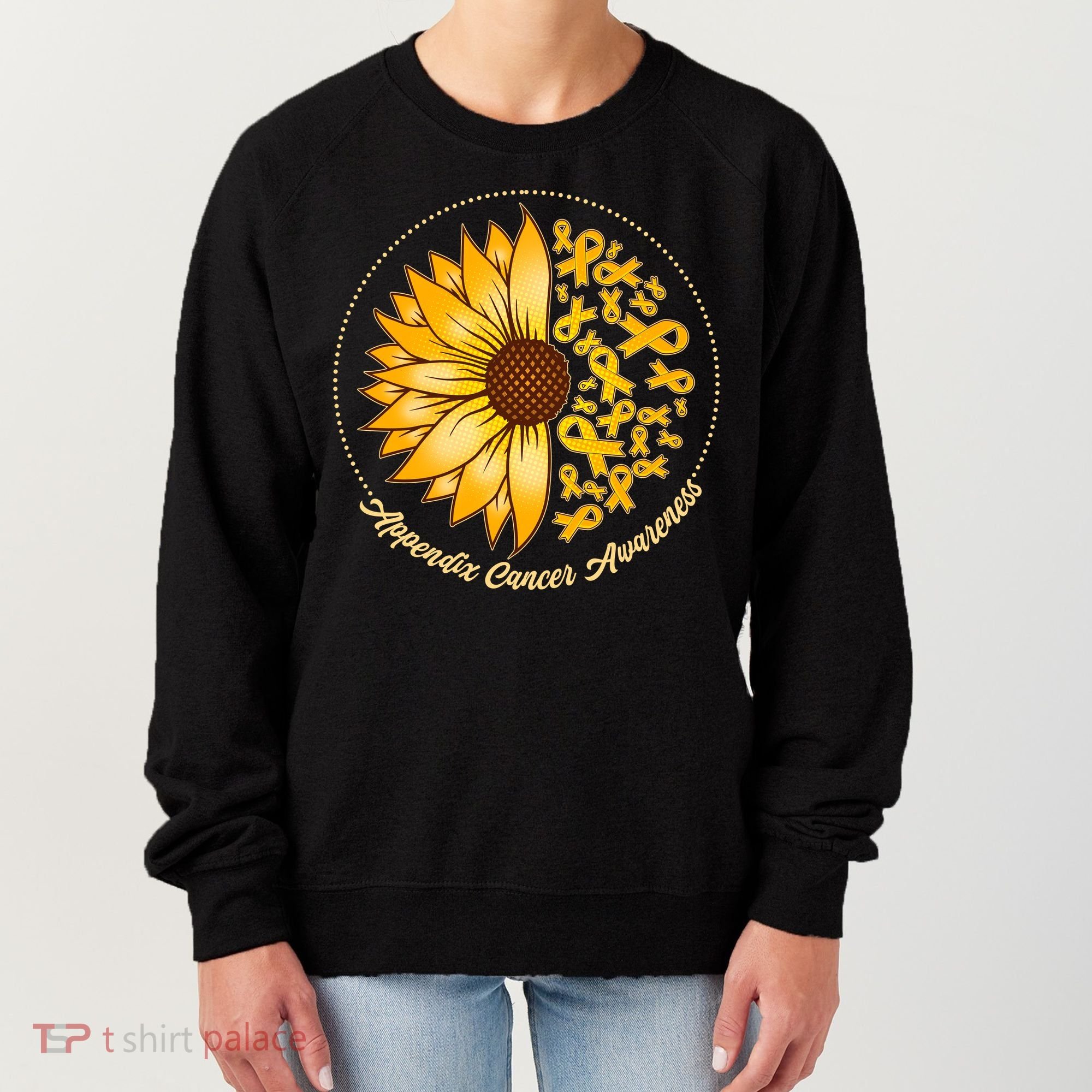Appendix Cancer Awareness Sunflower Ribbons Women's Sweatshirt