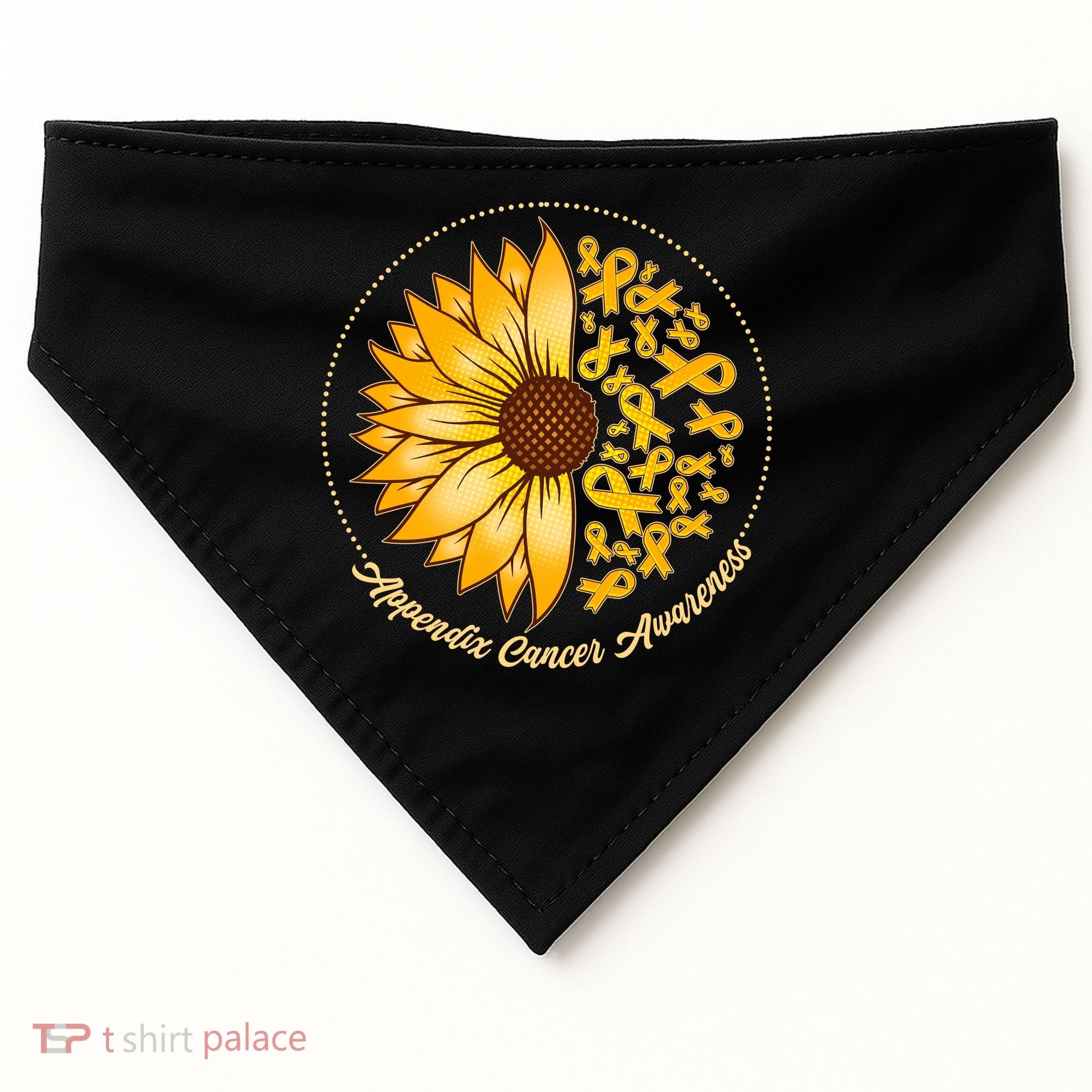 Appendix Cancer Awareness Sunflower Ribbons USA-Made Doggie Bandana