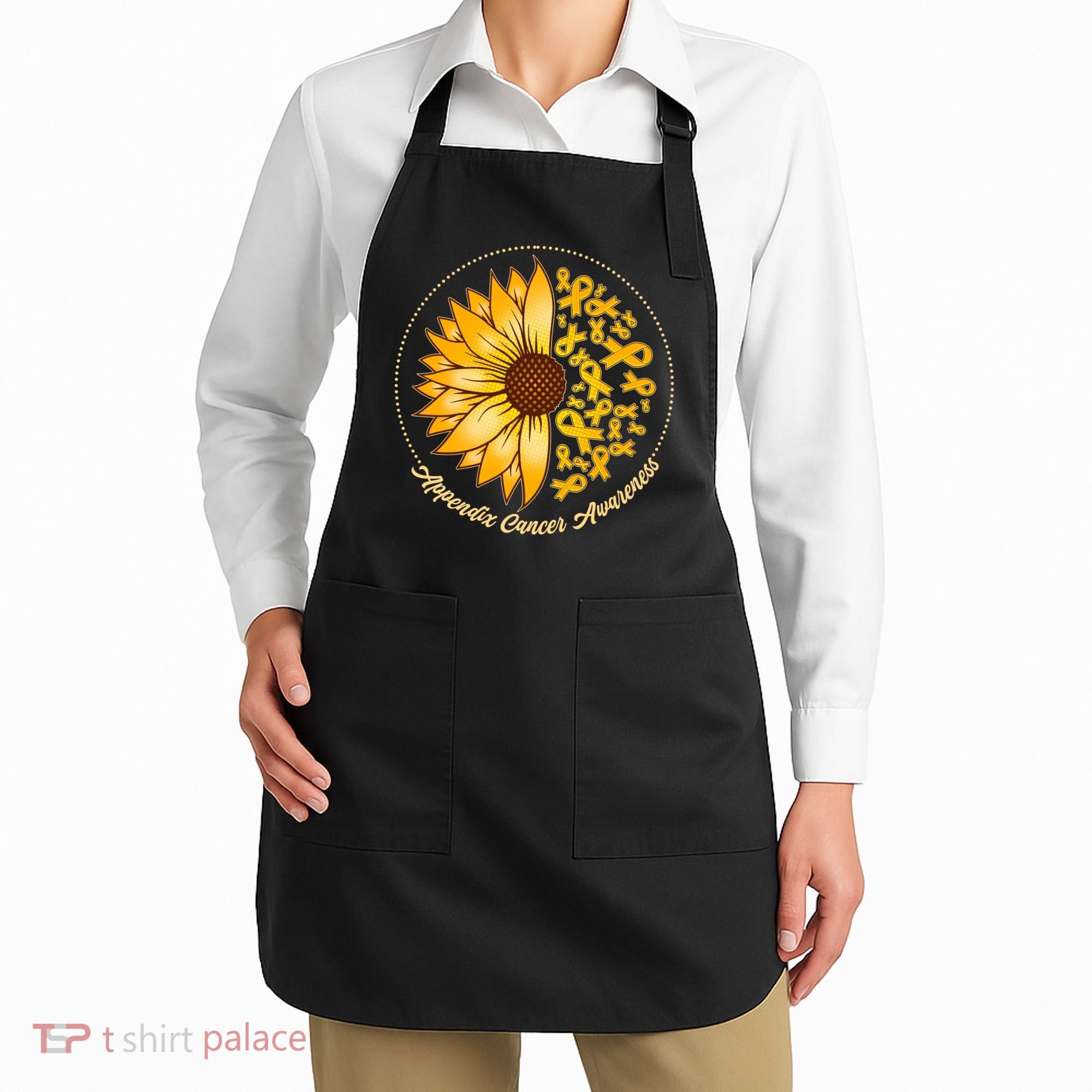 Appendix Cancer Awareness Sunflower Ribbons Apron
