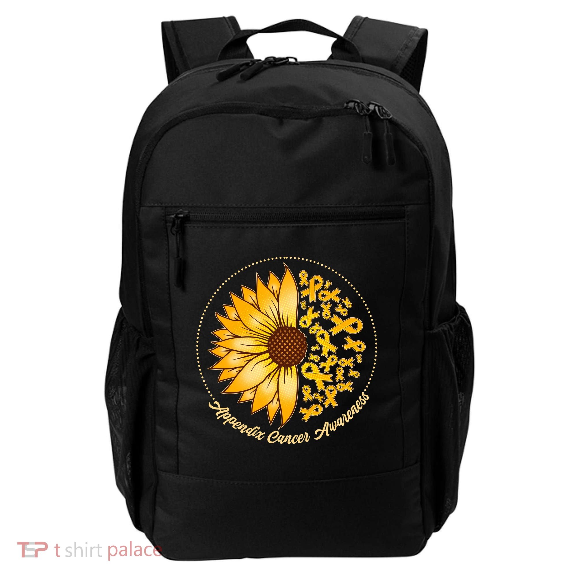 Appendix Cancer Awareness Sunflower Ribbons Backpack