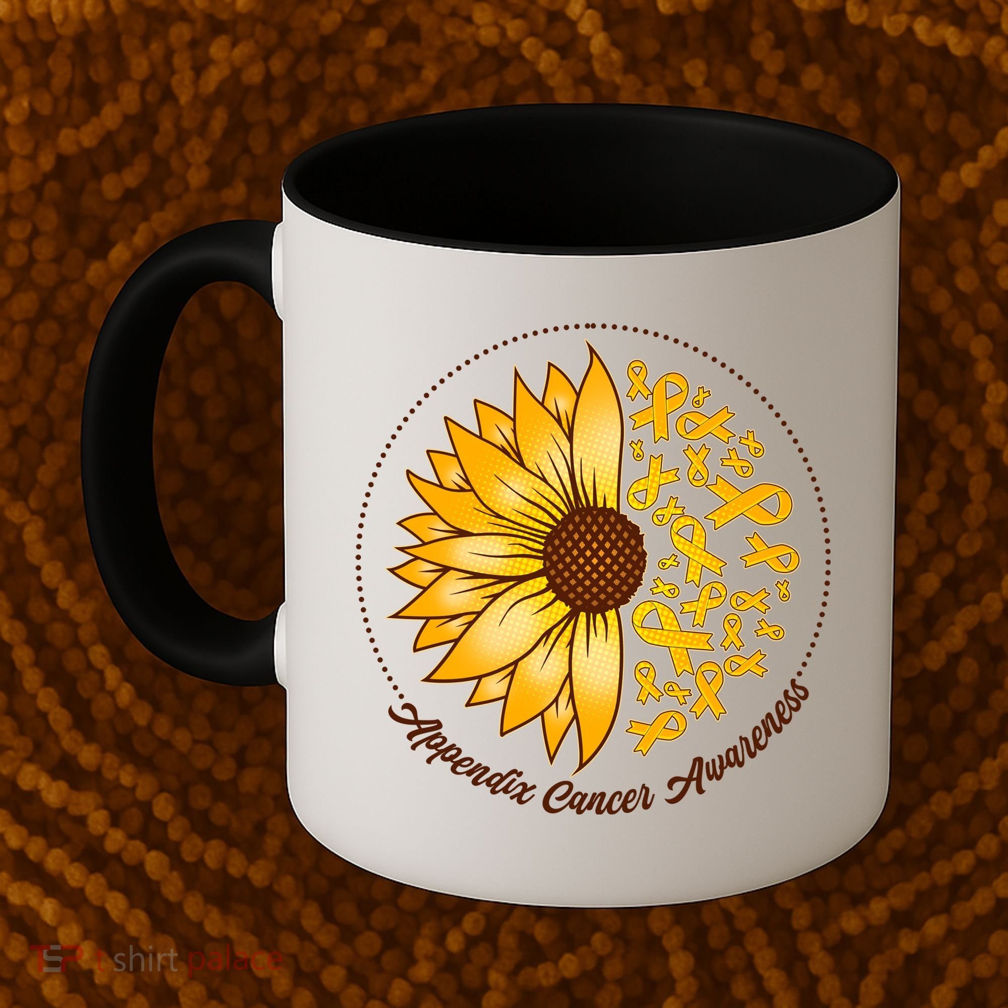 Appendix Cancer Awareness Sunflower Ribbons Coffee Mug