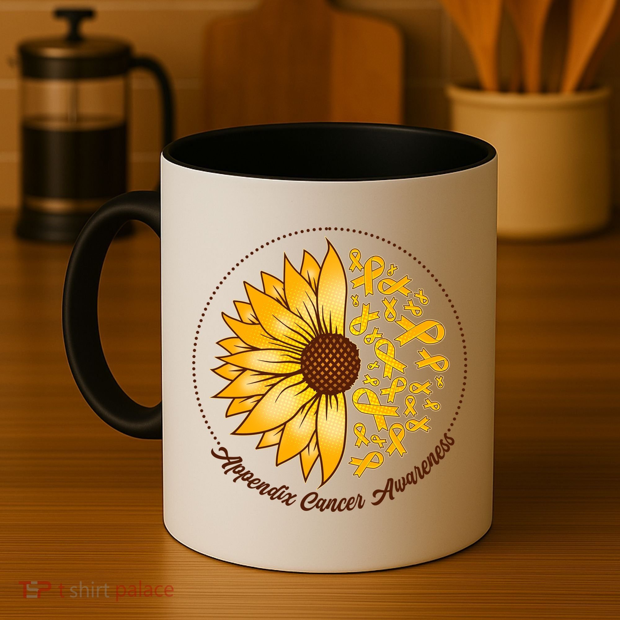 Appendix Cancer Awareness Sunflower Ribbons Coffee Mug