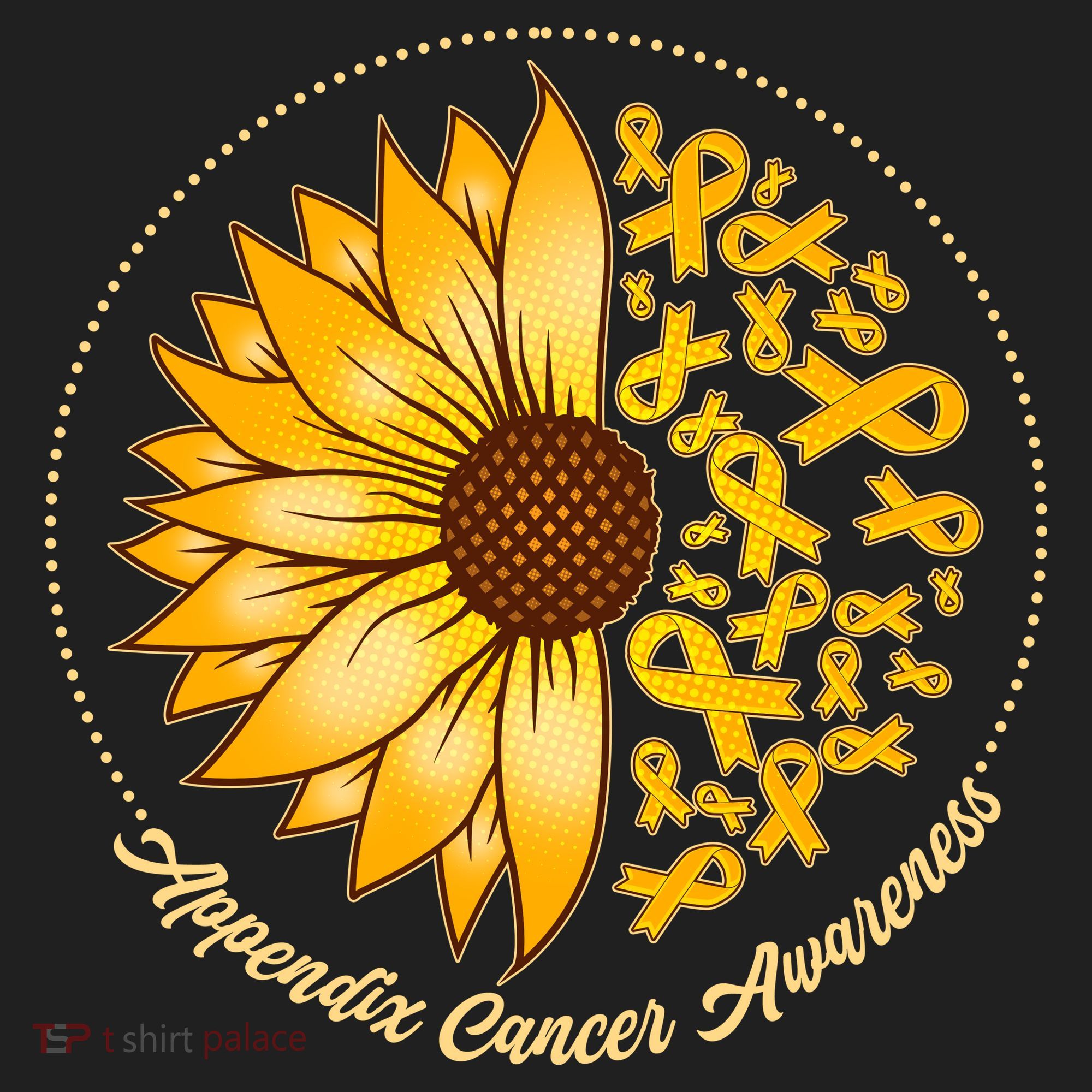 Appendix Cancer Awareness Sunflower Ribbons Beanie