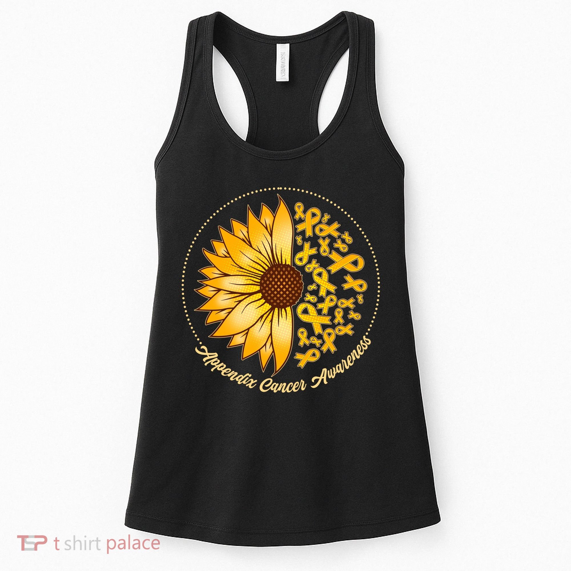 Appendix Cancer Awareness Sunflower Ribbons Women's Tank Top