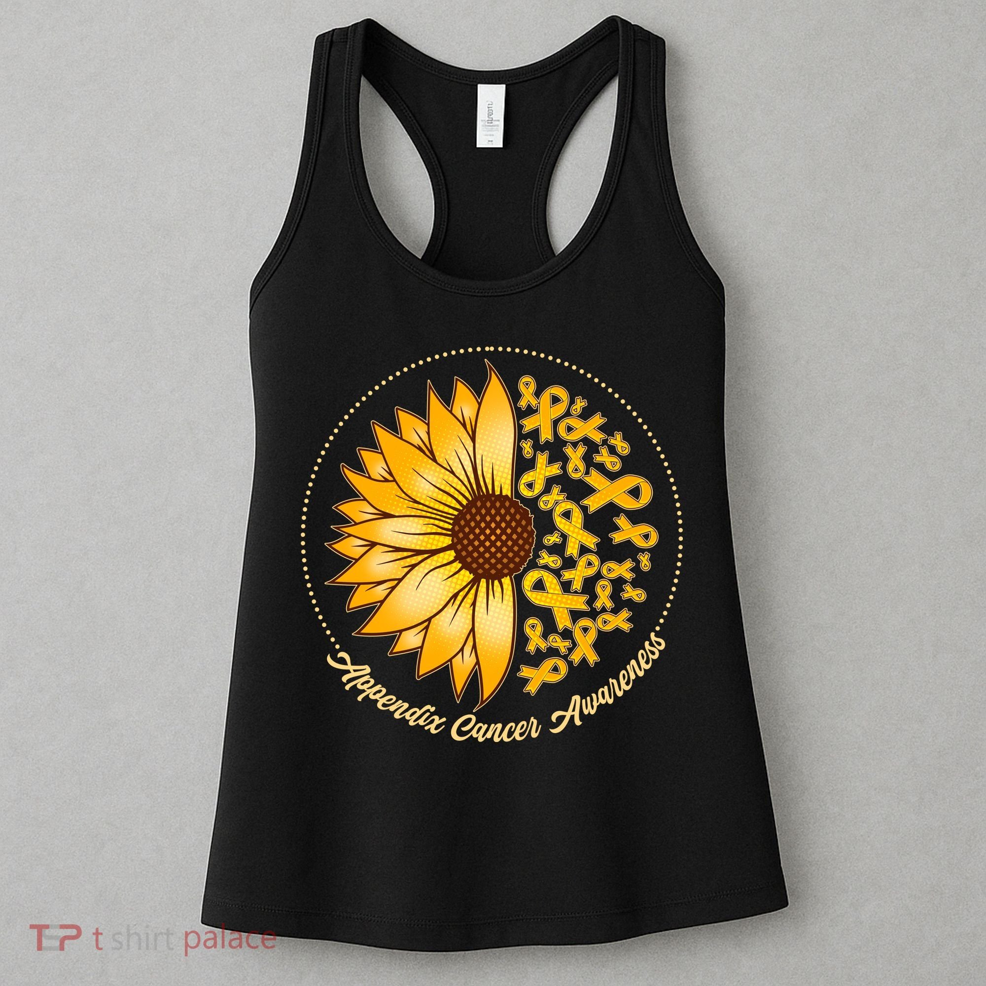 Appendix Cancer Awareness Sunflower Ribbons Women's Tank Top