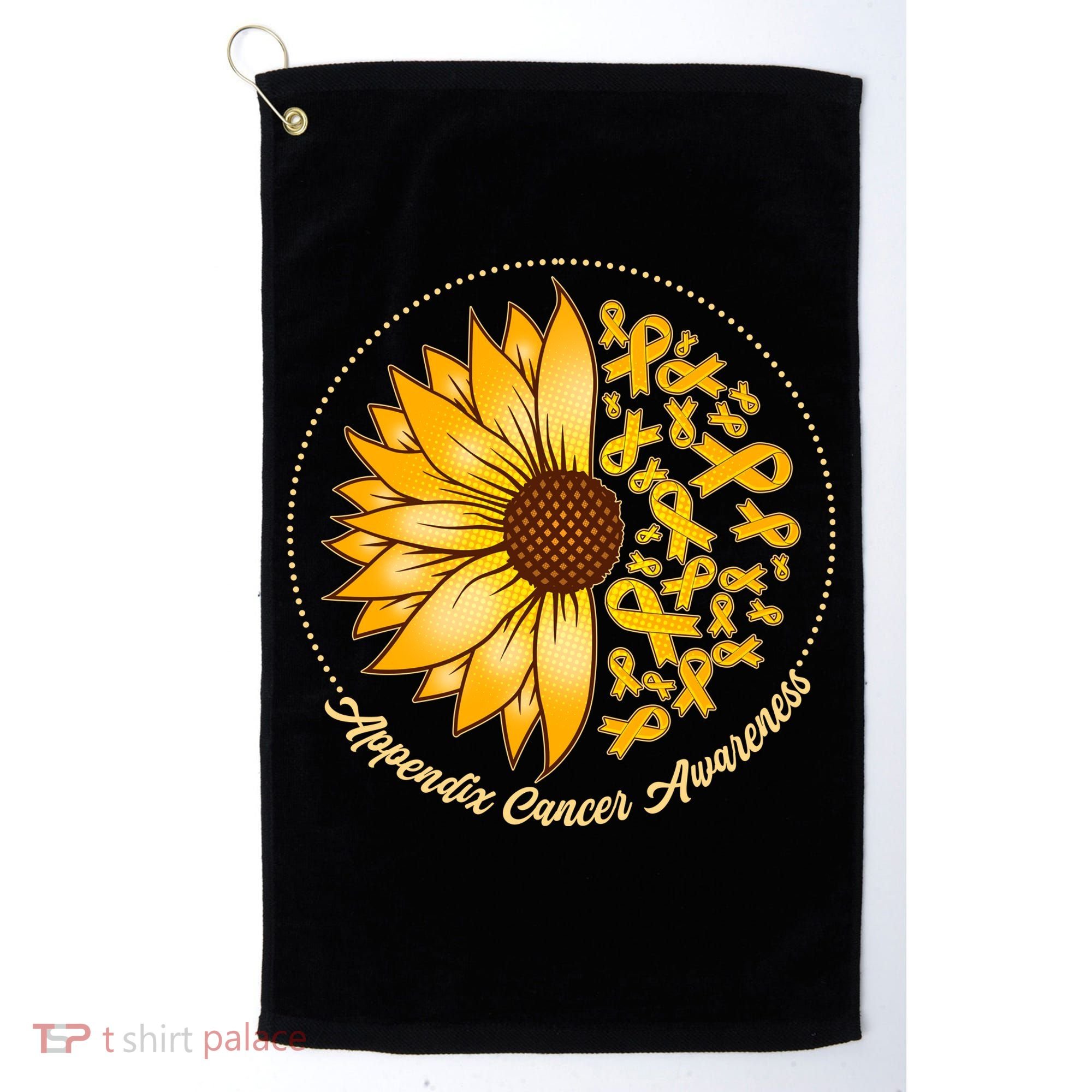 Appendix Cancer Awareness Sunflower Ribbons Golf Towel