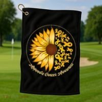 Appendix Cancer Awareness Sunflower Ribbons Golf Towel thumb 1