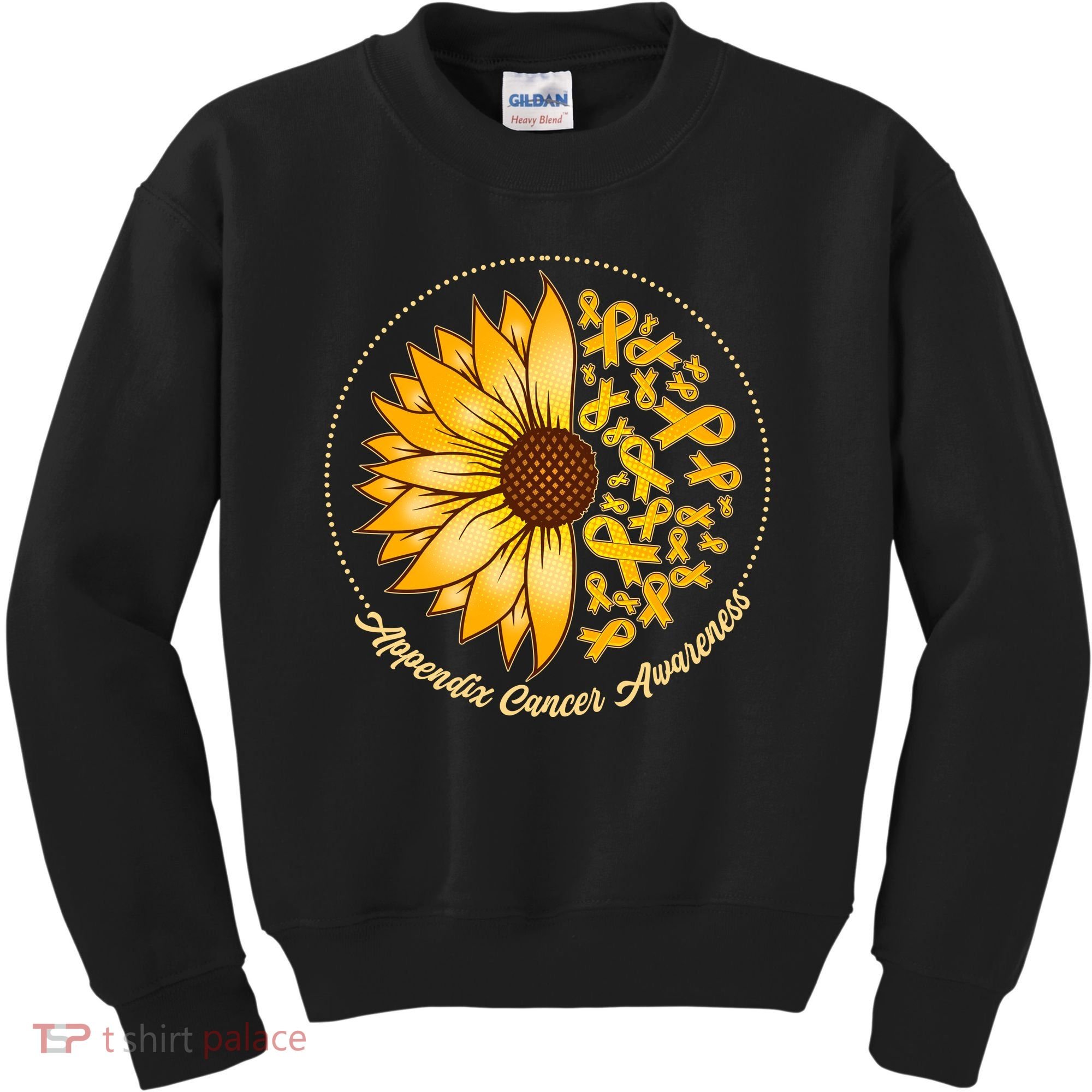 Appendix Cancer Awareness Sunflower Ribbons Kids Sweatshirt