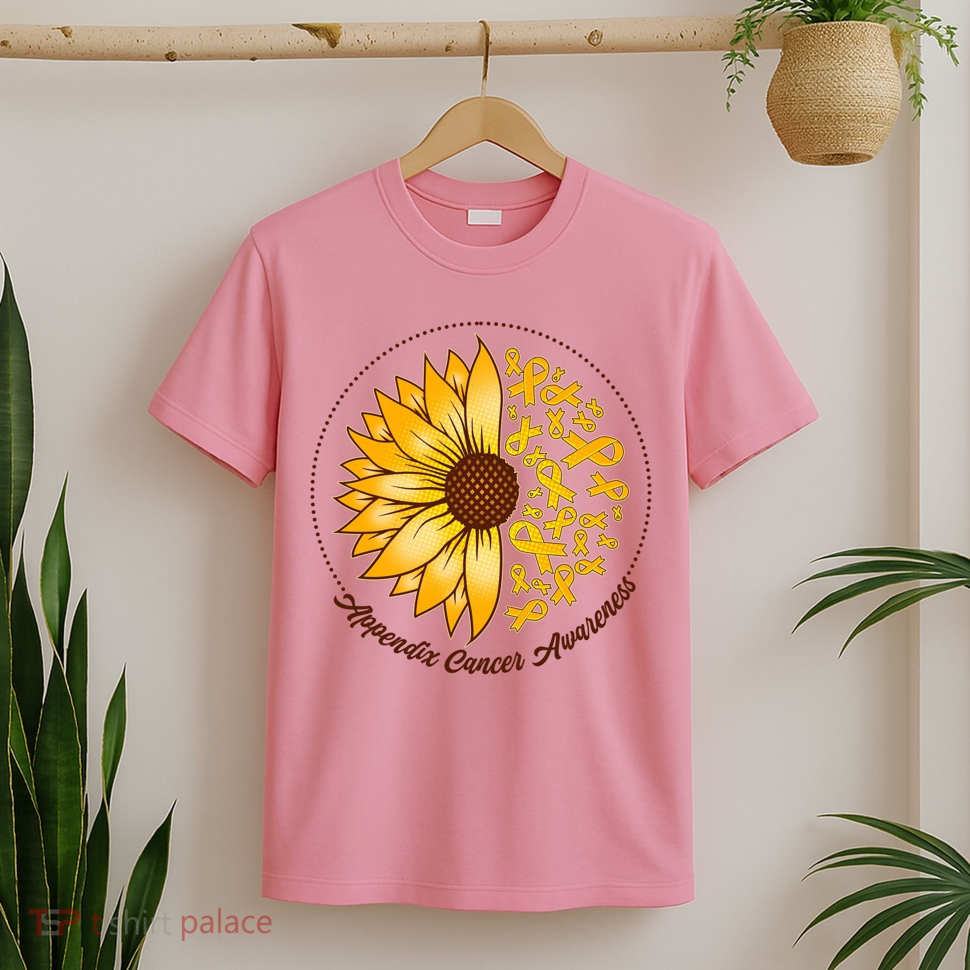 Appendix Cancer Awareness Sunflower Ribbons T-Shirt