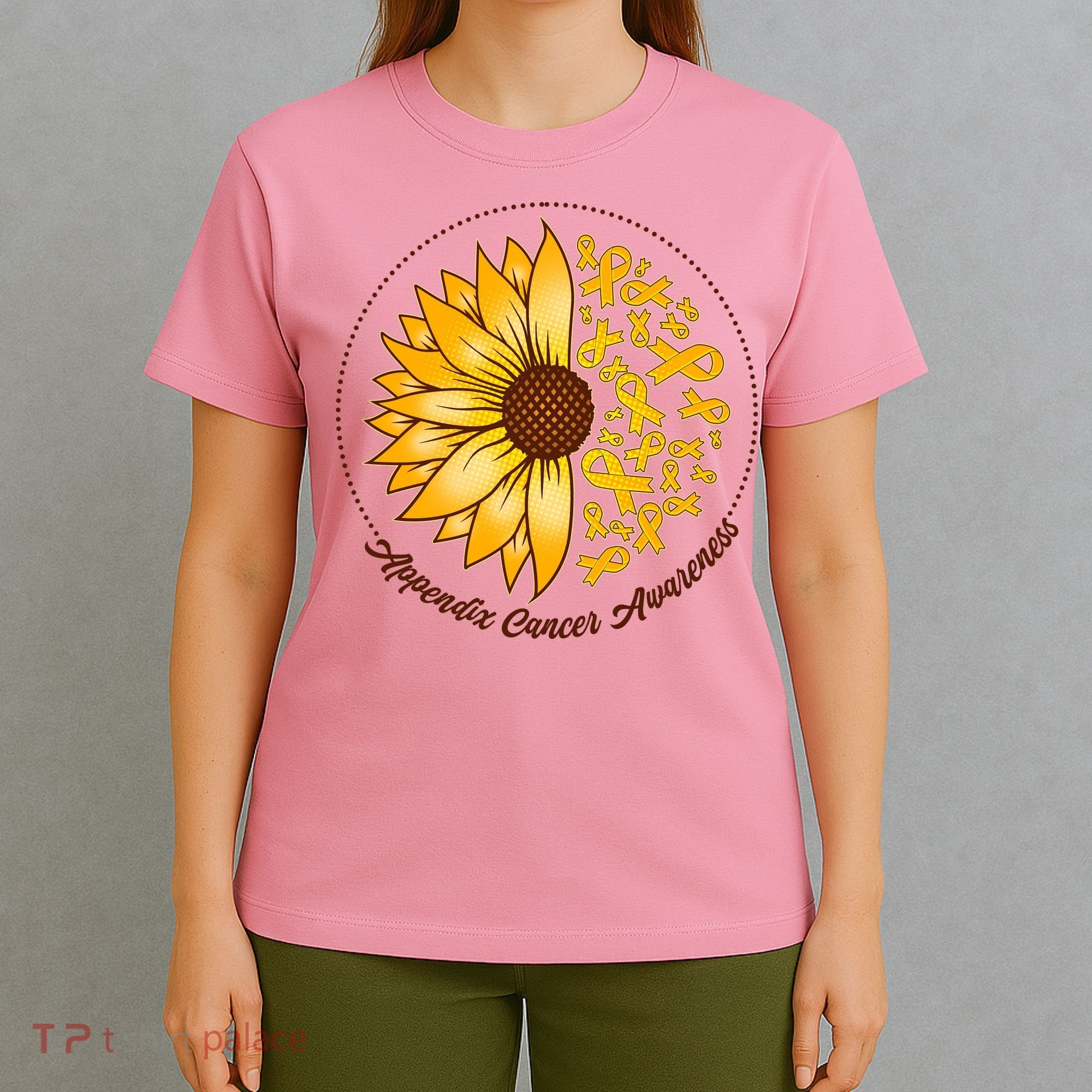 Appendix Cancer Awareness Sunflower Ribbons T-Shirt