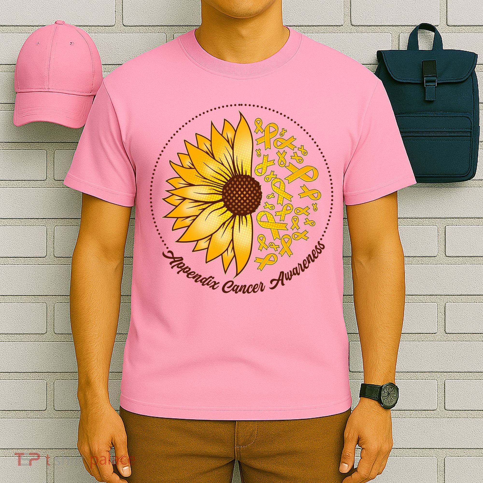 Appendix Cancer Awareness Sunflower Ribbons T-Shirt