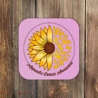 Appendix Cancer Awareness Sunflower Ribbons Coaster thumb 0