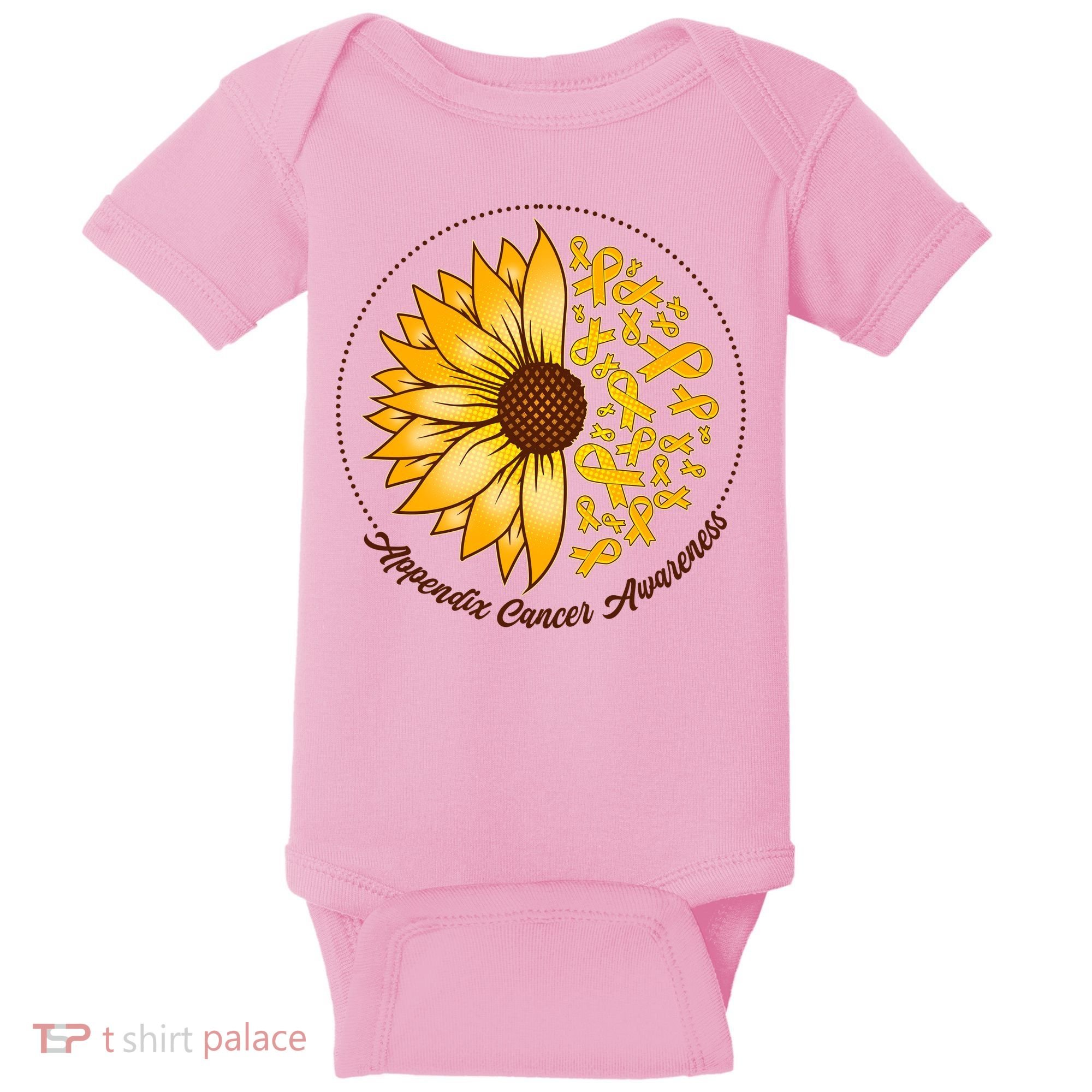Appendix Cancer Awareness Sunflower Ribbons Baby Bodysuit