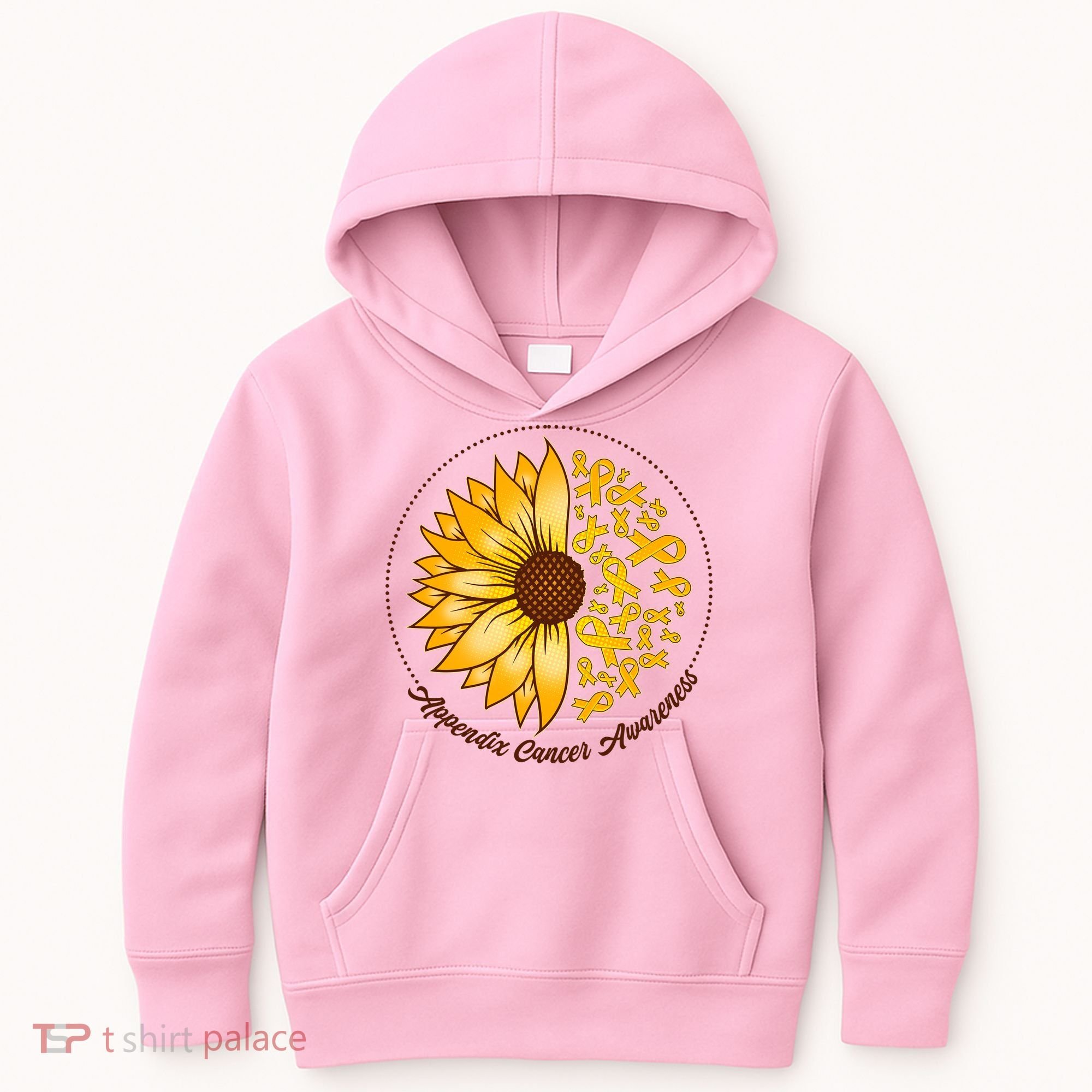 Appendix Cancer Awareness Sunflower Ribbons Kids Hoodie