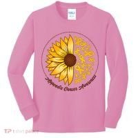 Appendix Cancer Awareness Sunflower Ribbons Kids Long Sleeve Shirt thumb 0