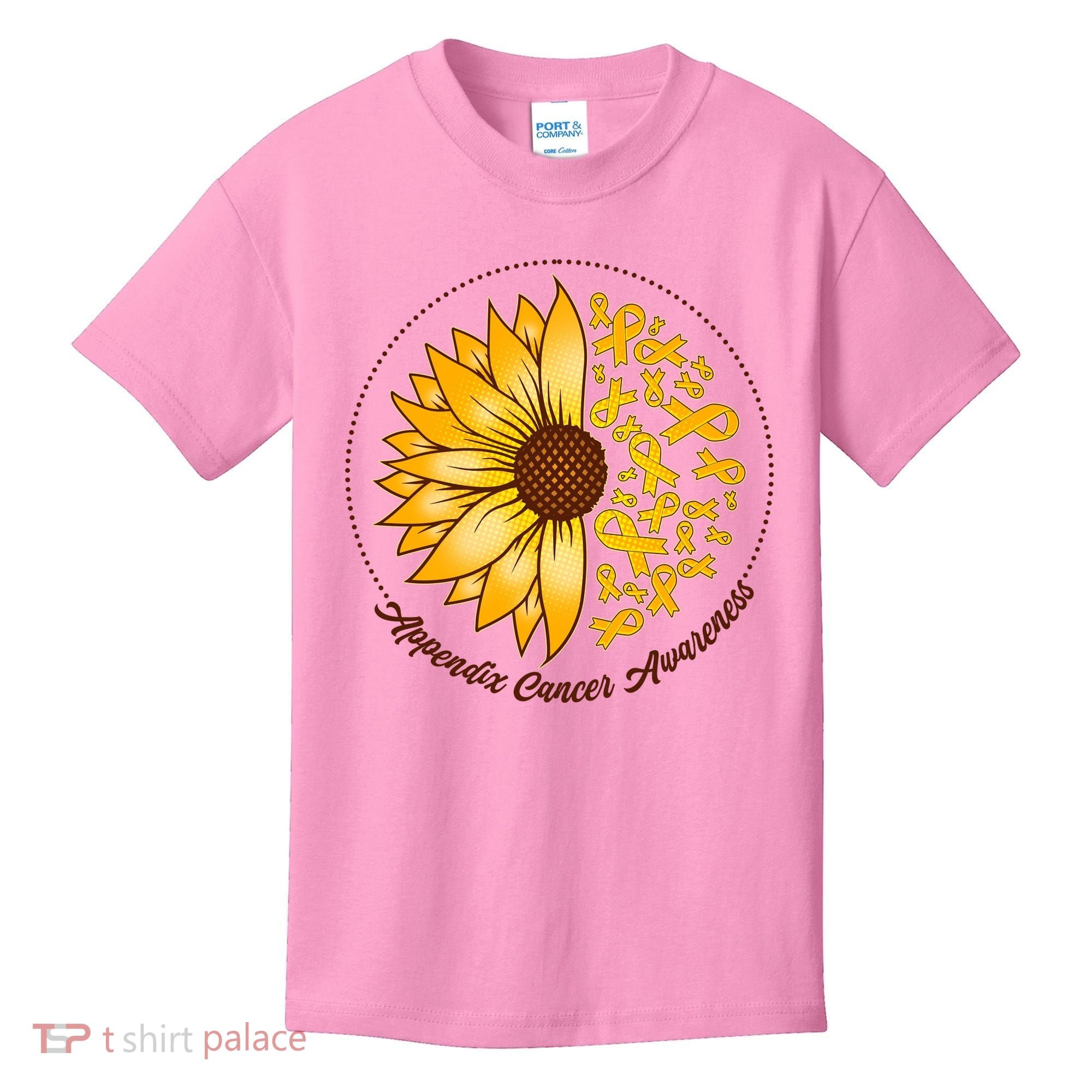 Appendix Cancer Awareness Sunflower Ribbons Kids T-Shirt