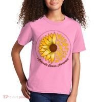 Appendix Cancer Awareness Sunflower Ribbons Kids T-Shirt thumb 2