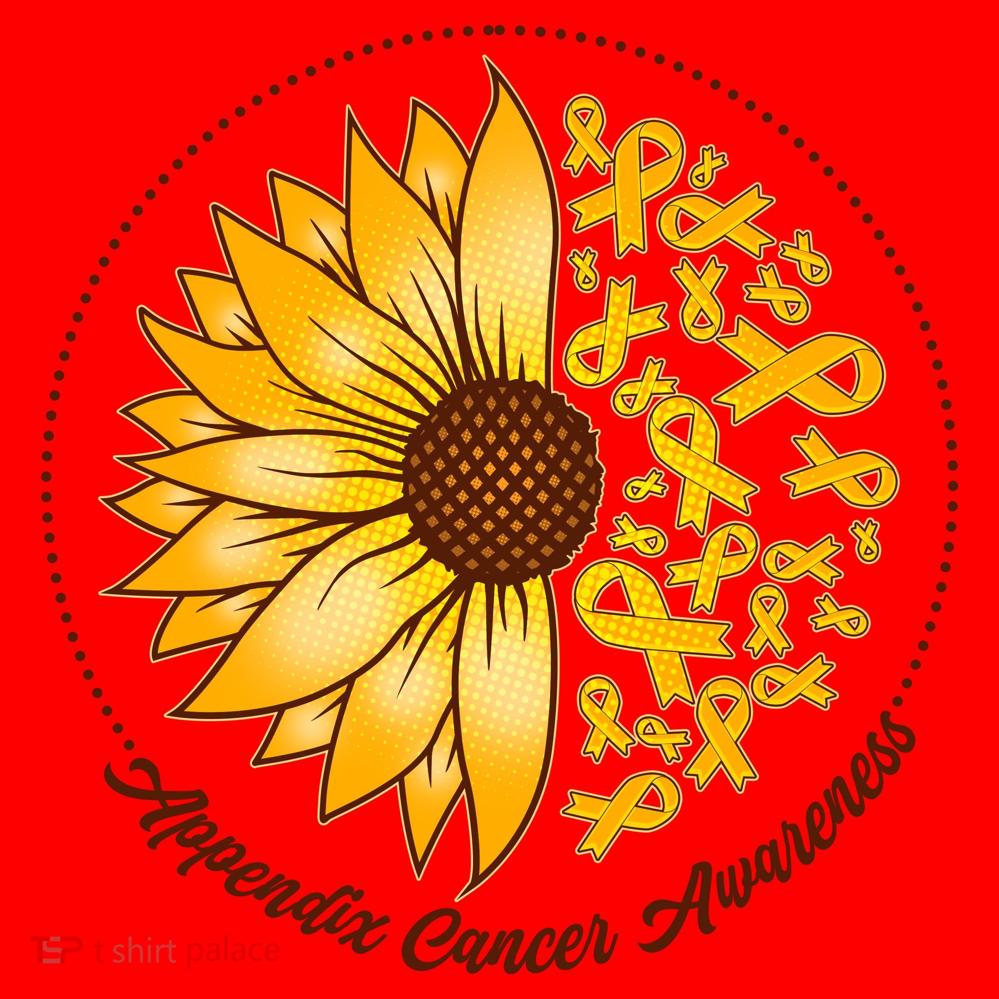 Appendix Cancer Awareness Sunflower Ribbons Santa Hat