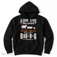 A Cow A Pig And A Chicken Walk Into A Bar B Q The End BBQ Hoodie thumb 0