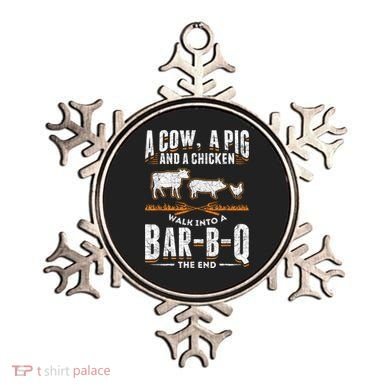 A Cow A Pig And A Chicken Walk Into A Bar B Q The End BBQ Ornament