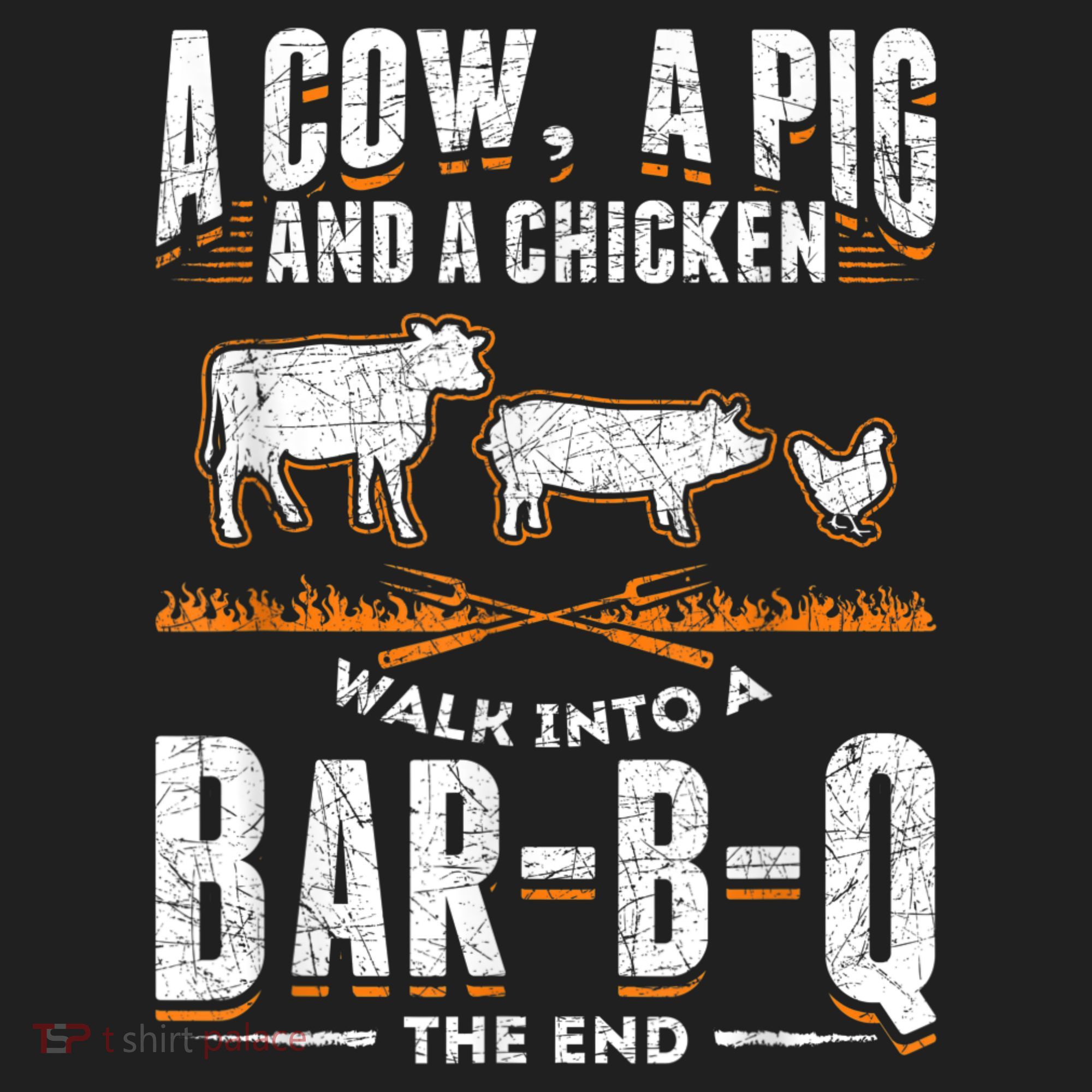 A Cow A Pig And A Chicken Walk Into A Bar B Q The End BBQ Hat
