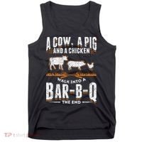 A Cow A Pig And A Chicken Walk Into A Bar B Q The End BBQ Tank Top thumb 0