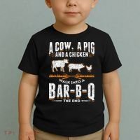 A Cow A Pig And A Chicken Walk Into A Bar B Q The End BBQ Toddler T-Shirt thumb 2