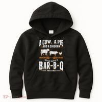 A Cow A Pig And A Chicken Walk Into A Bar B Q The End BBQ Kids Hoodie thumb 0