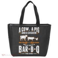 A Cow A Pig And A Chicken Walk Into A Bar B Q The End BBQ Tote Bag thumb 0