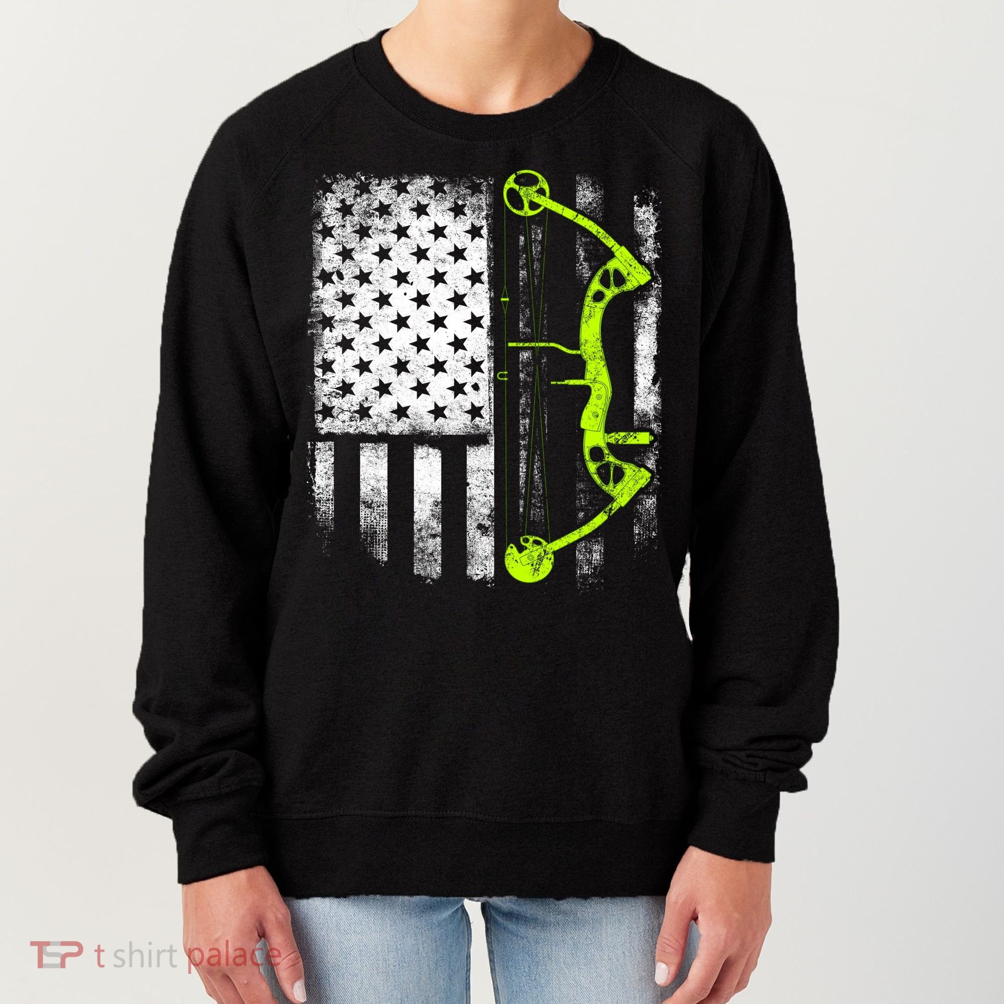 Archery Compound Bow Usa Flag Gift Women's Sweatshirt