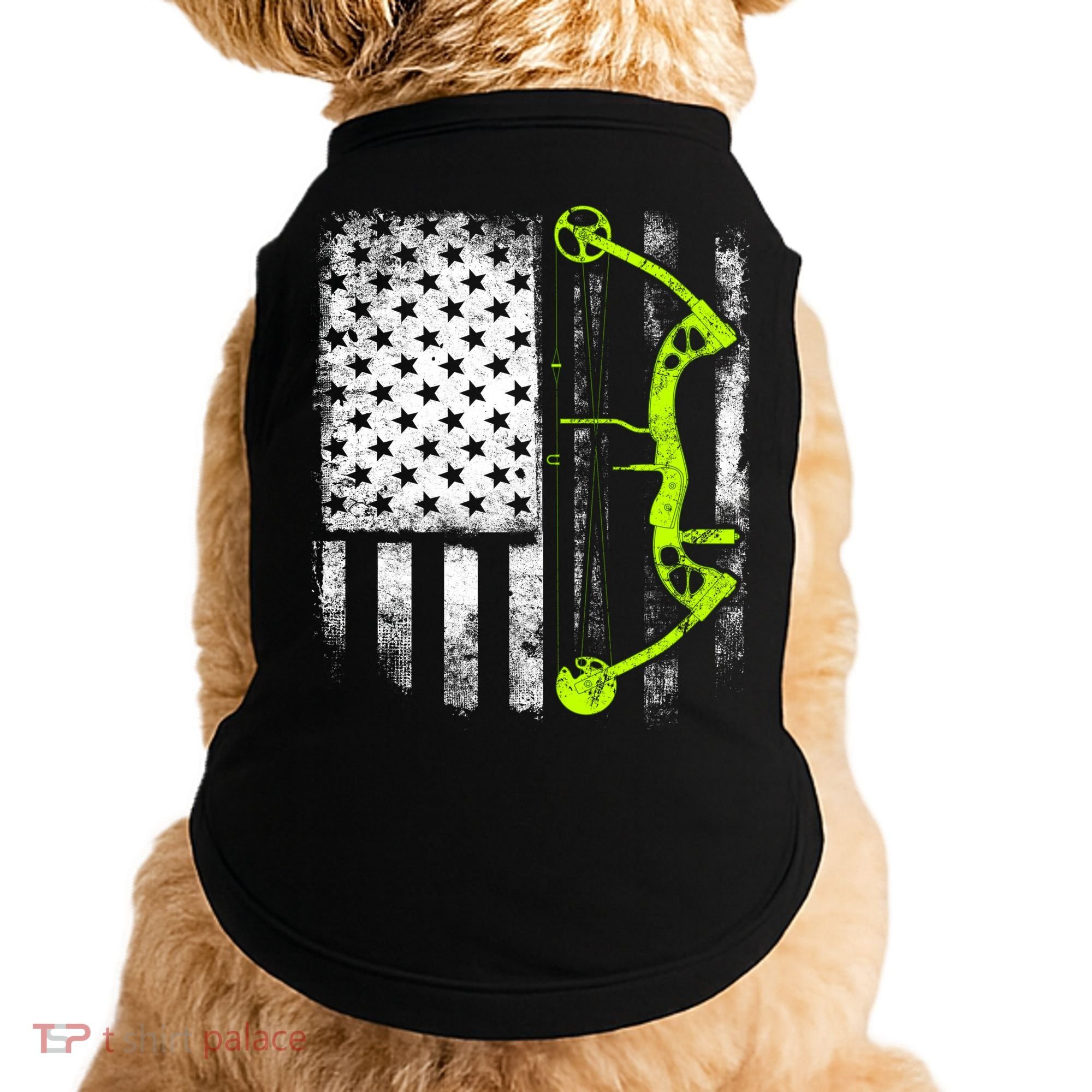 Archery Compound Bow Usa Flag Gift Doggie Tank