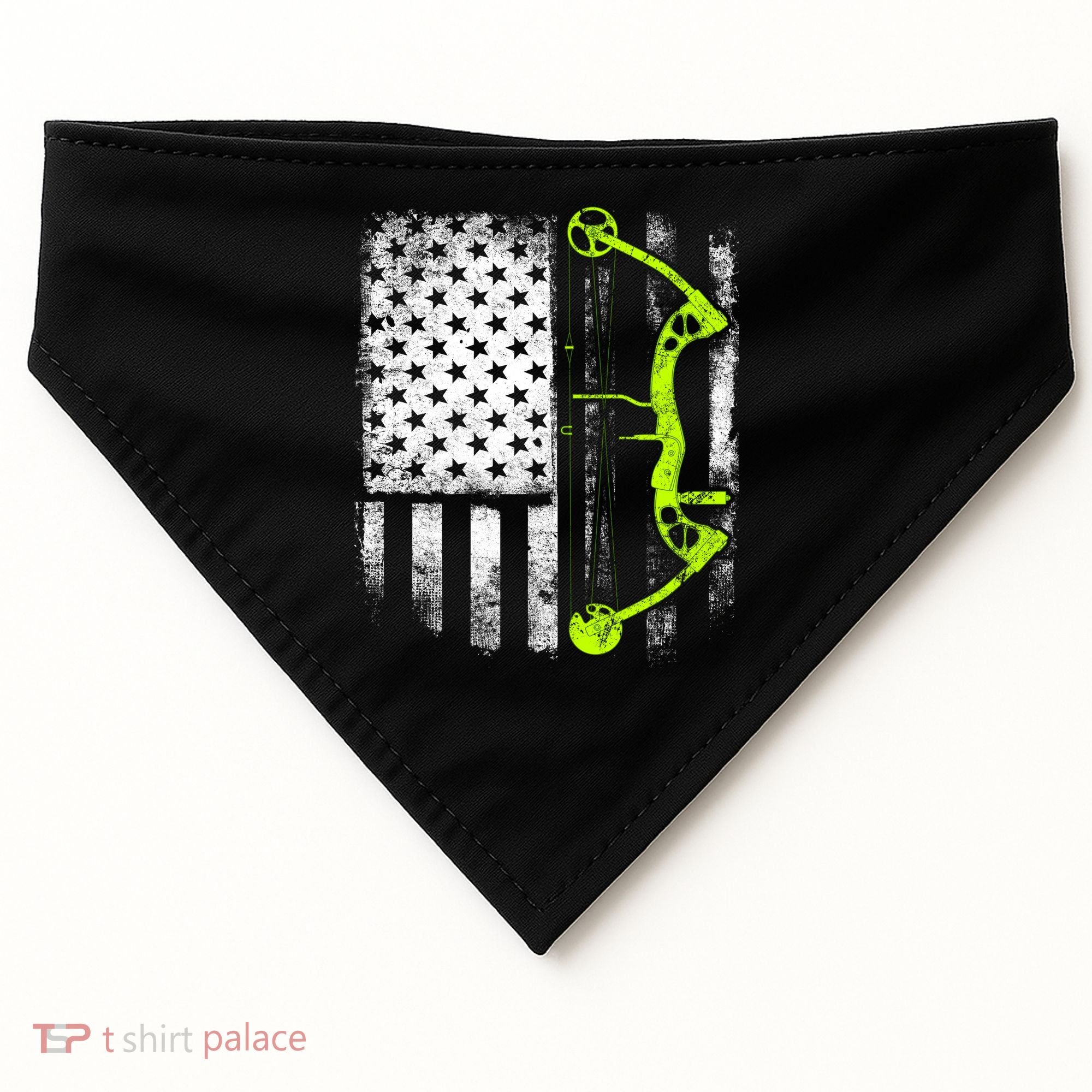 Archery Compound Bow Usa Flag Gift USA-Made Doggie Bandana