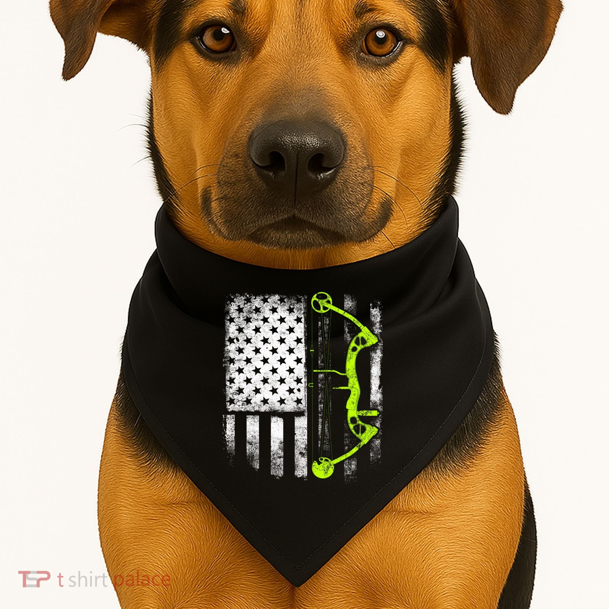 Archery Compound Bow Usa Flag Gift USA-Made Doggie Bandana