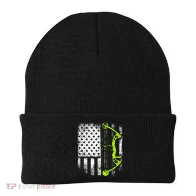 Archery Compound Bow Usa Flag Gift Beanie