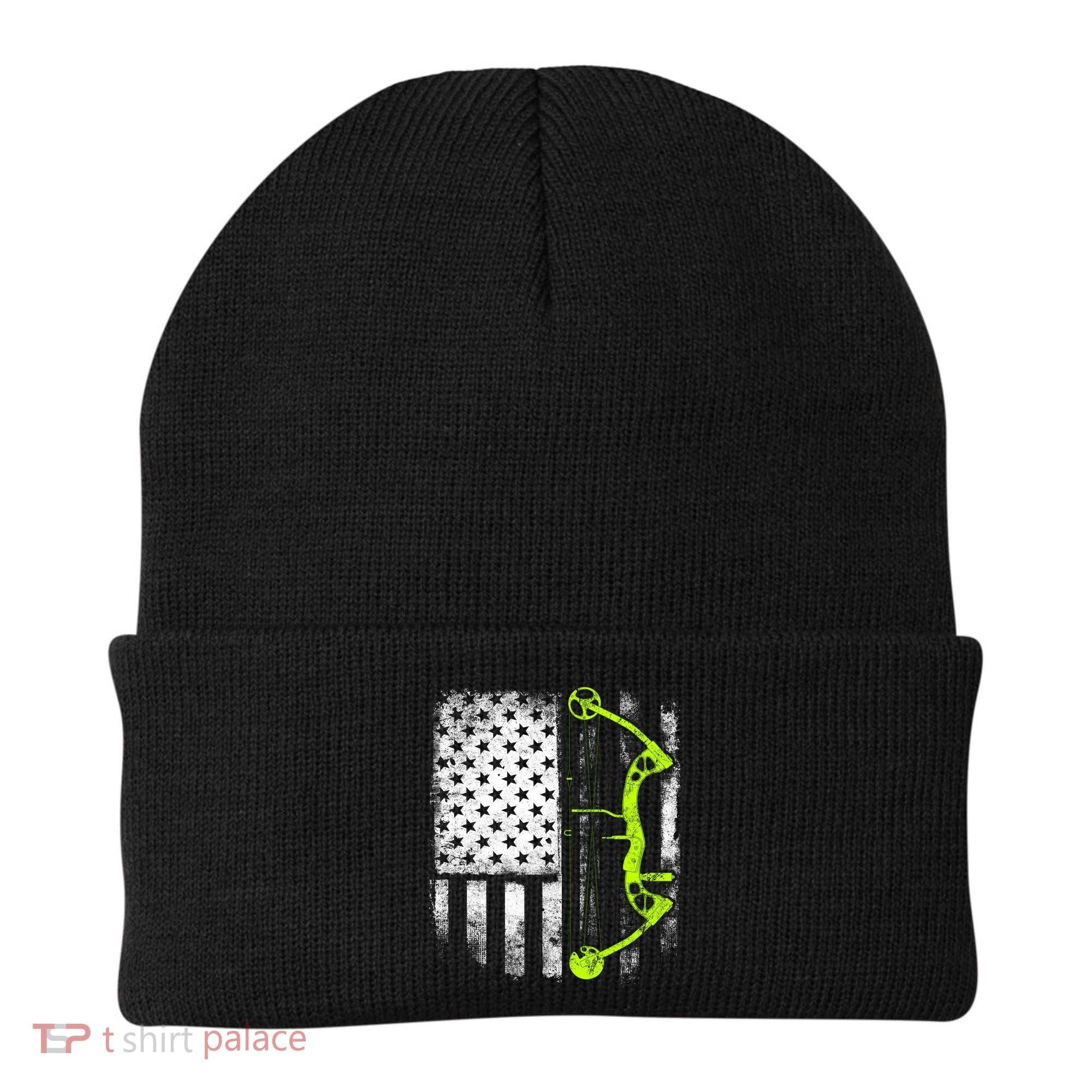 Archery Compound Bow Usa Flag Gift Beanie