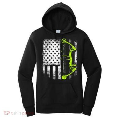 Archery Compound Bow Usa Flag Gift Women's Hoodie