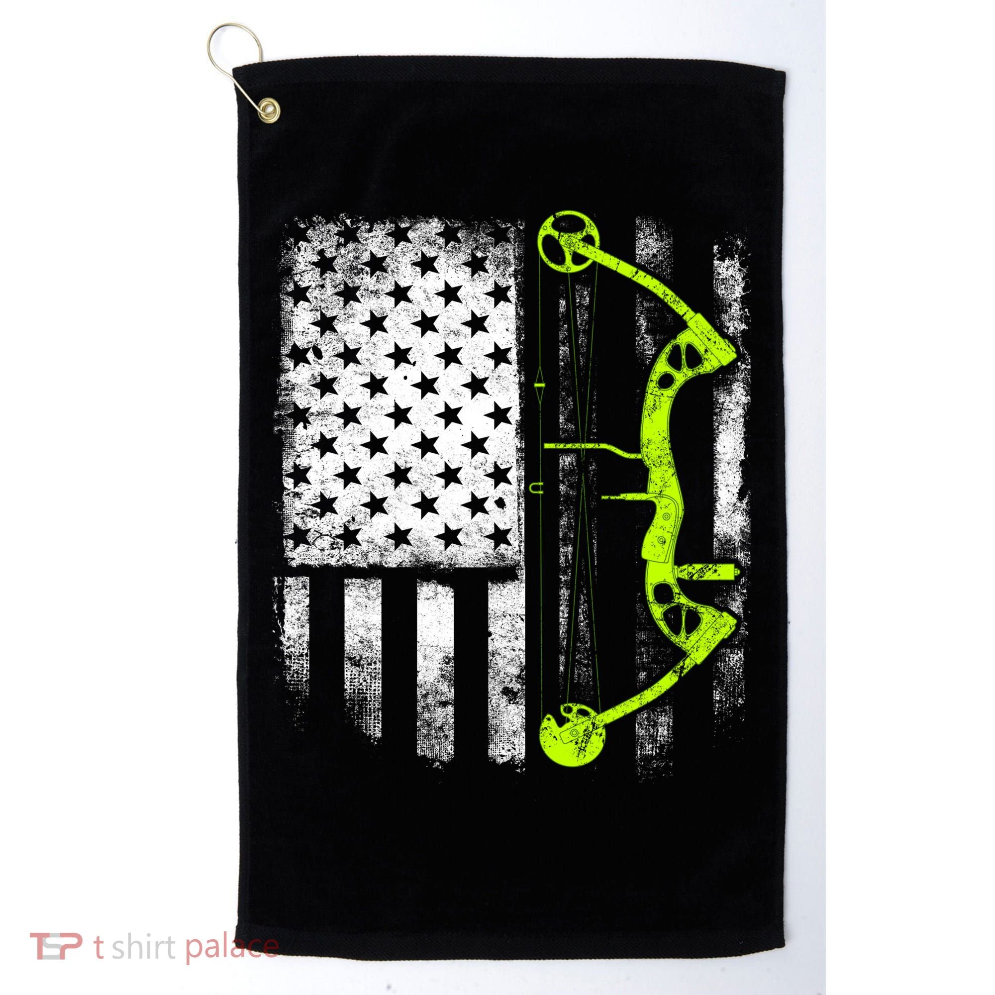 Archery Compound Bow Usa Flag Gift Golf Towel