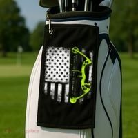 Archery Compound Bow Usa Flag Gift Golf Towel thumb 2