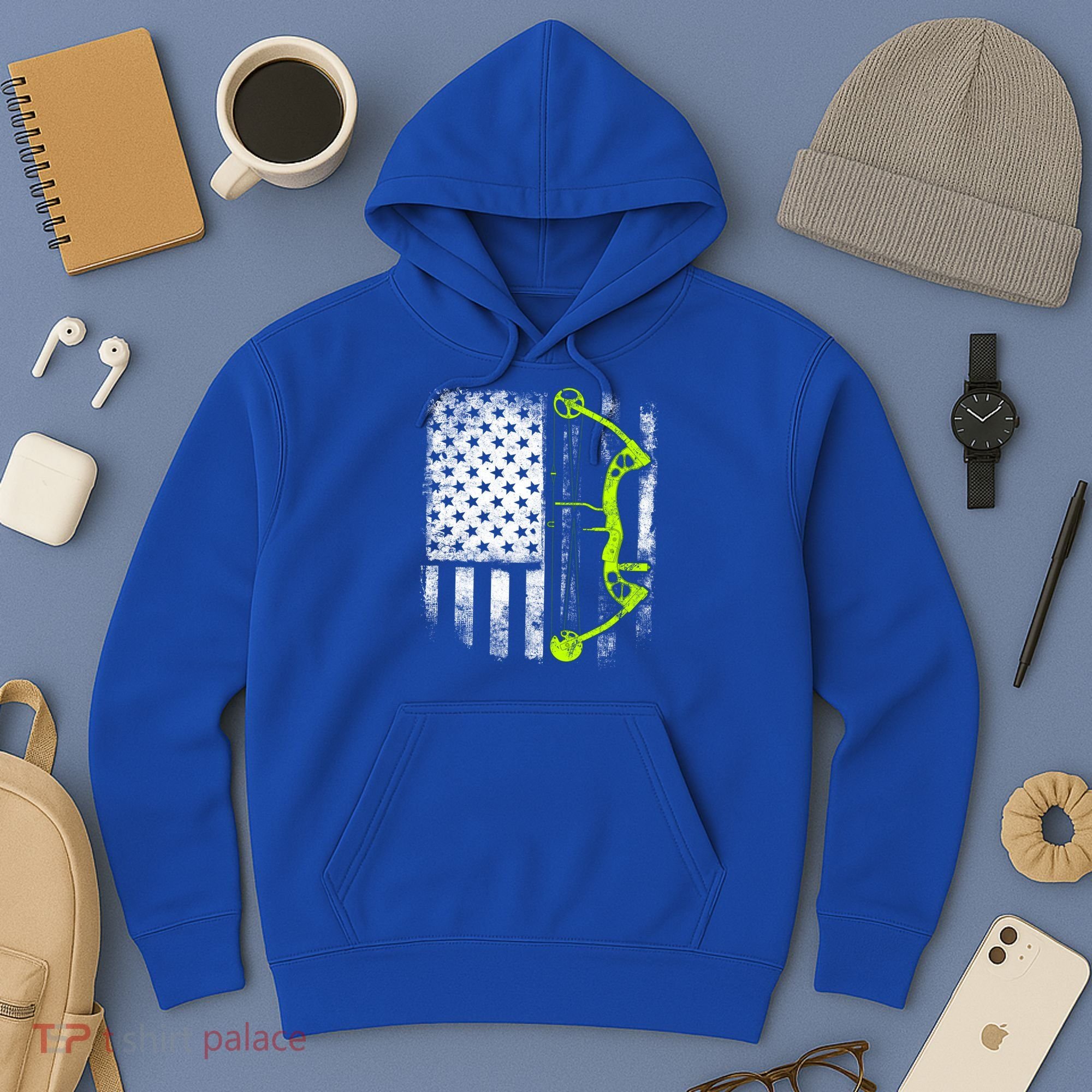 Archery Compound Bow Usa Flag Gift Hoodie