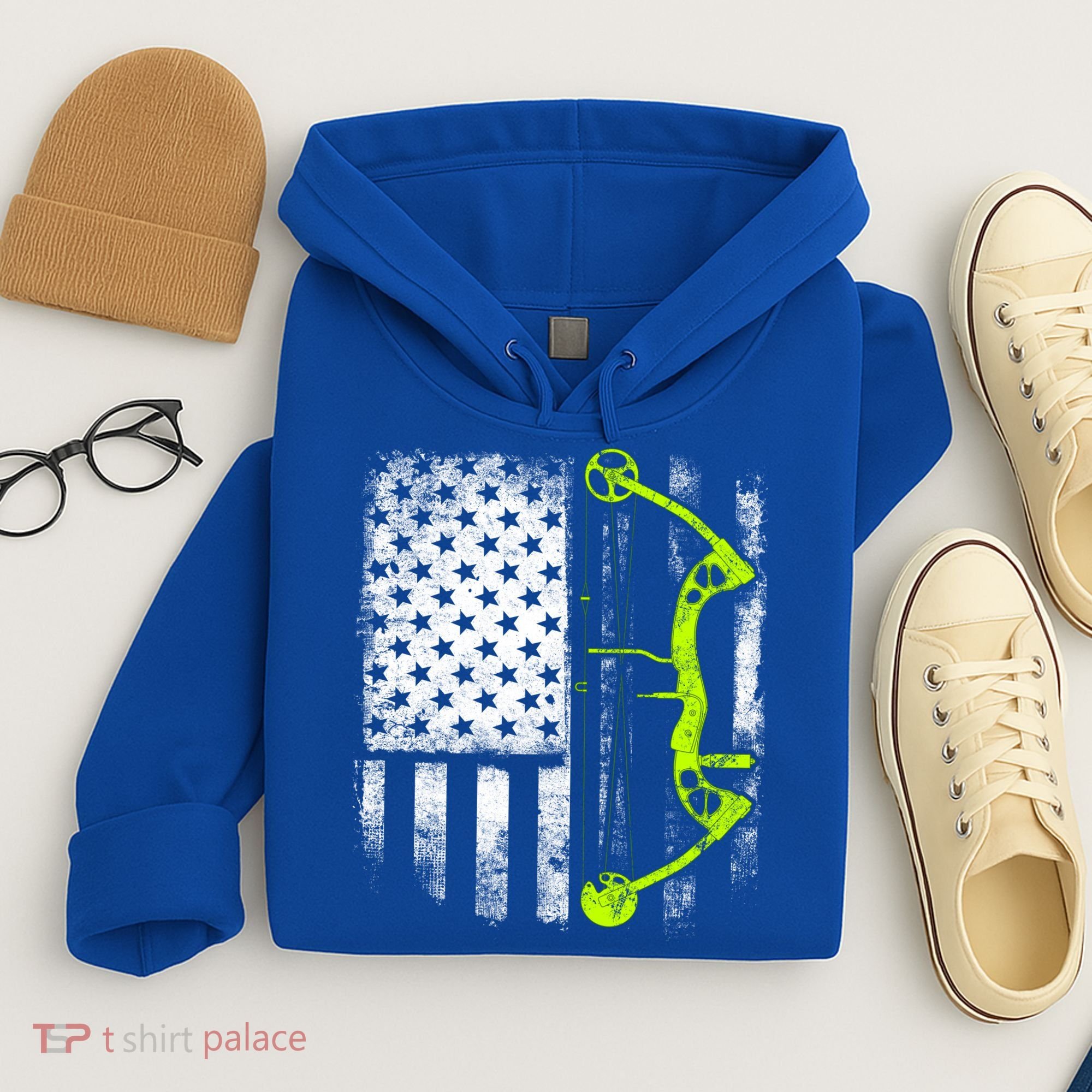 Archery Compound Bow Usa Flag Gift Hoodie