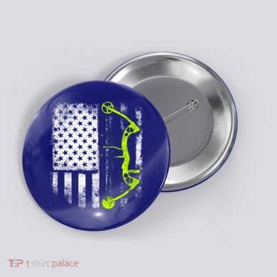 Archery Compound Bow Usa Flag Gift Button