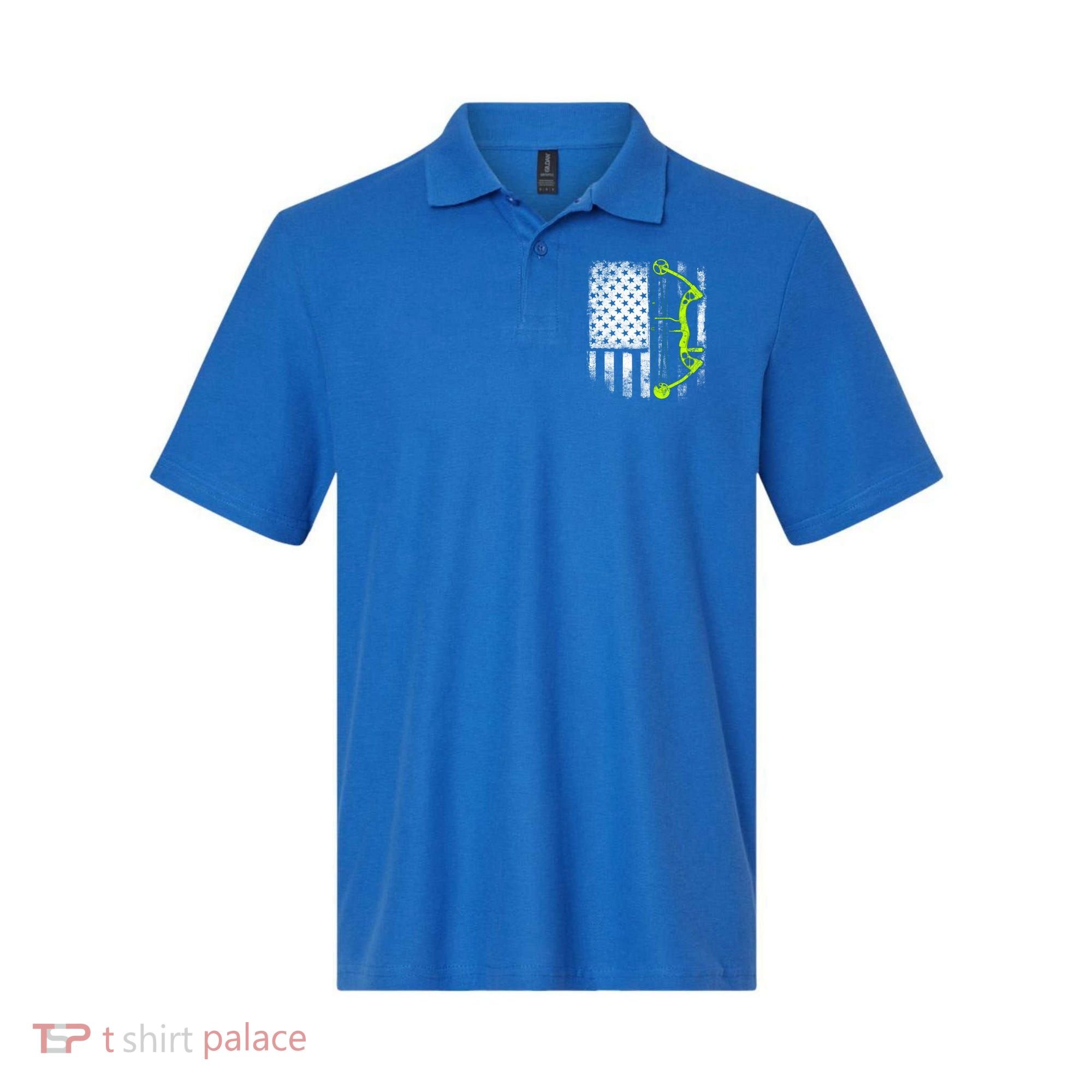 Archery Compound Bow Usa Flag Gift Polo