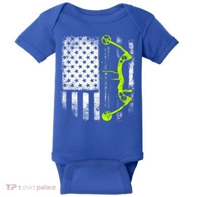 Archery Compound Bow Usa Flag Gift Baby Bodysuit